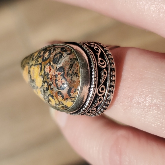 New Leopard Skin Jasper 925 Silver Ring. - Picture 9 of 12